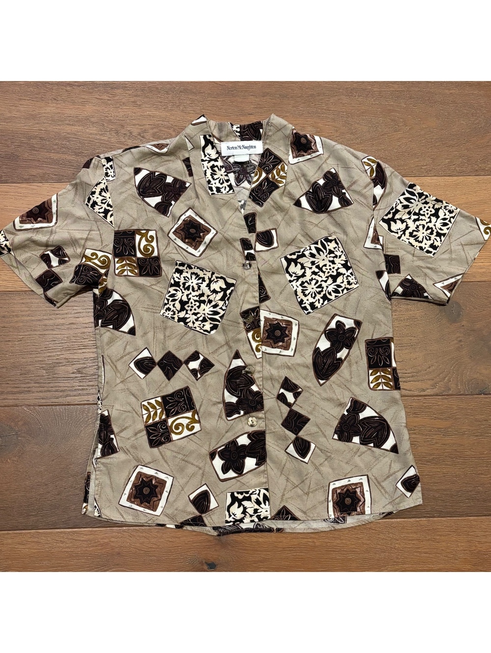 Vintage 90s Norton McNaughton Womens Button Up Shirt, Size Medium, Made in USA